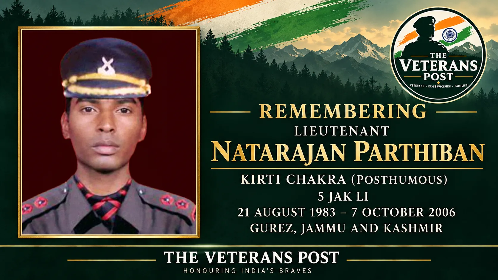Lt Natarajan Parthiban, Kirti Chakra: Remembering Him 20 Years On